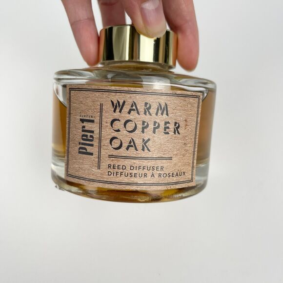 NEW Pier 1 Warm Copper Oak Reed Diffuser Oil 5oz Eucalyptus Clary Sage White Oak - Picture 2 of 5